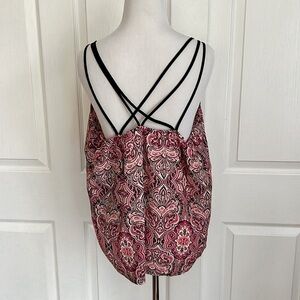 NWT Lily Black Pink and Black Print Strappy Tank Top Shirt Juniors Sz XL